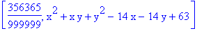 [356365/999999, x^2+x*y+y^2-14*x-14*y+63]